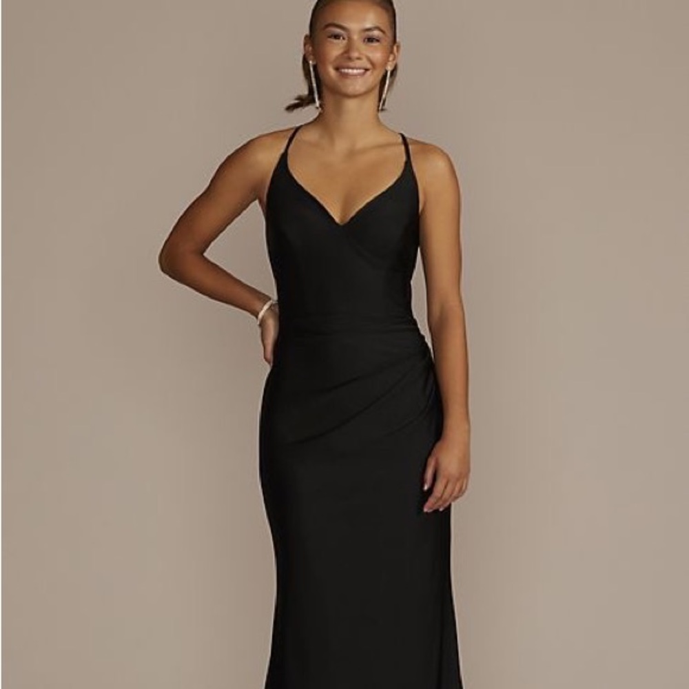 Black stretch satin vneck mermaid dress  Evening Dress / PROM Dress